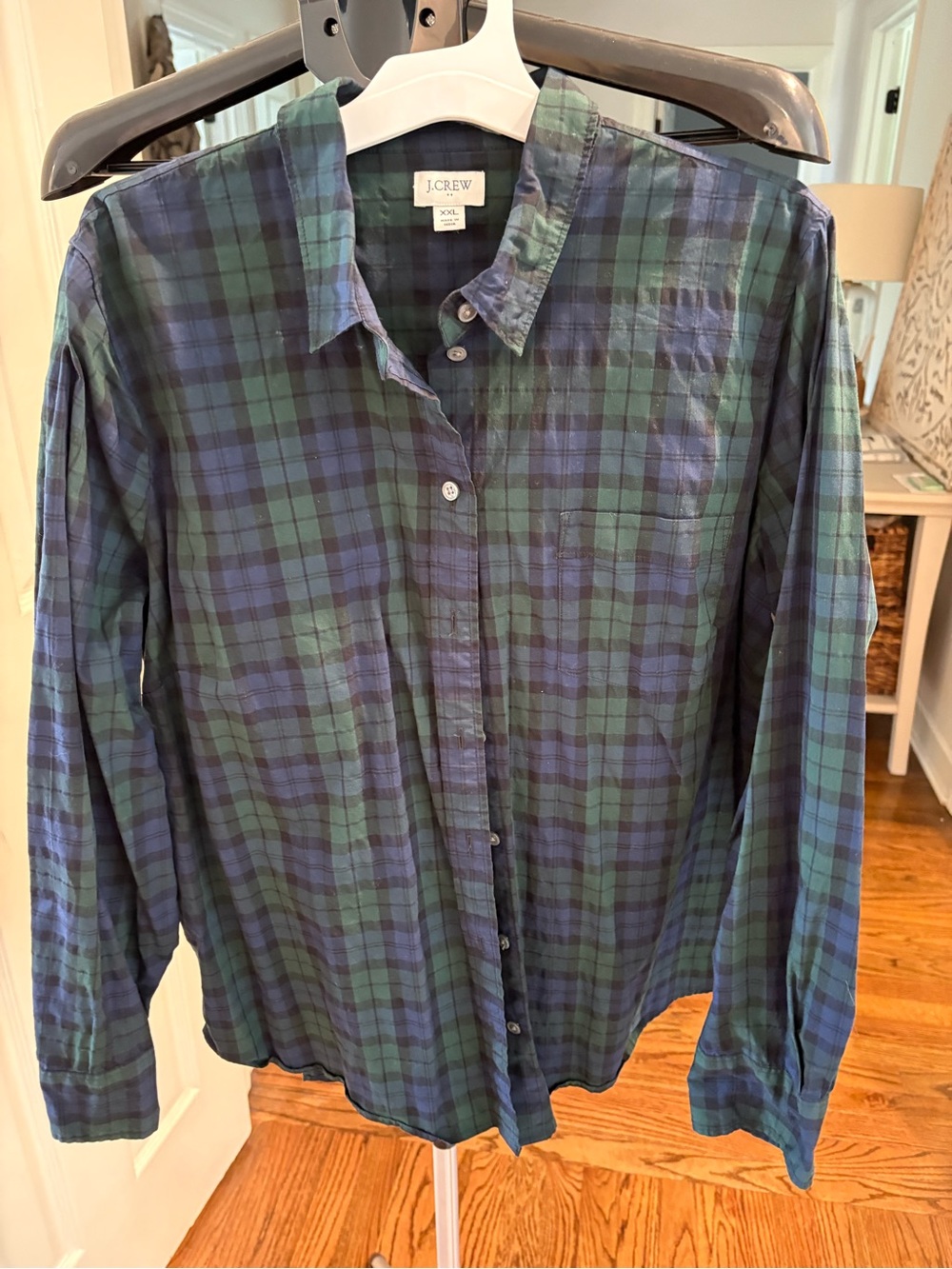 J. Crew  Green & Navy Plaid Button-Up Shirt